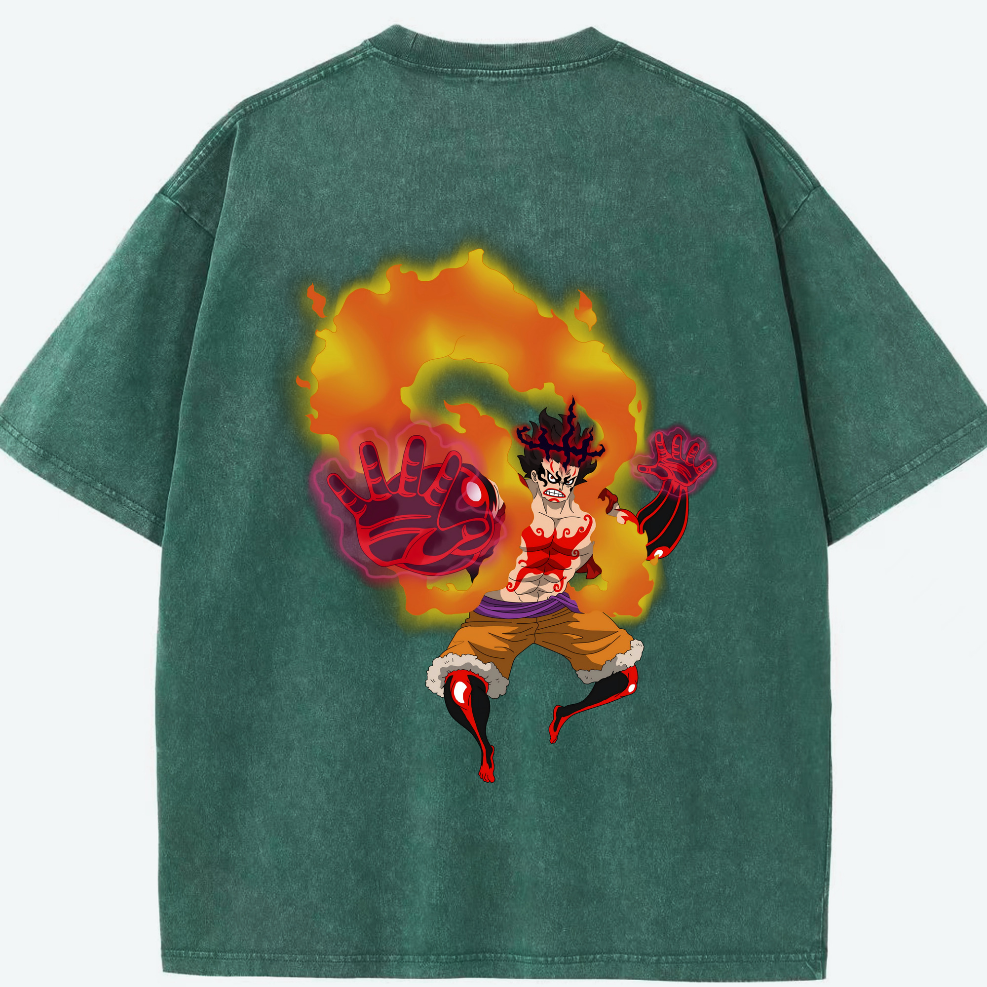 ワンピース モンキー・D・ルフィ ONE PIECE Monkey D. Luffy 綿100% ヴィンテージ風 半袖Tシャツ（背面プリント）